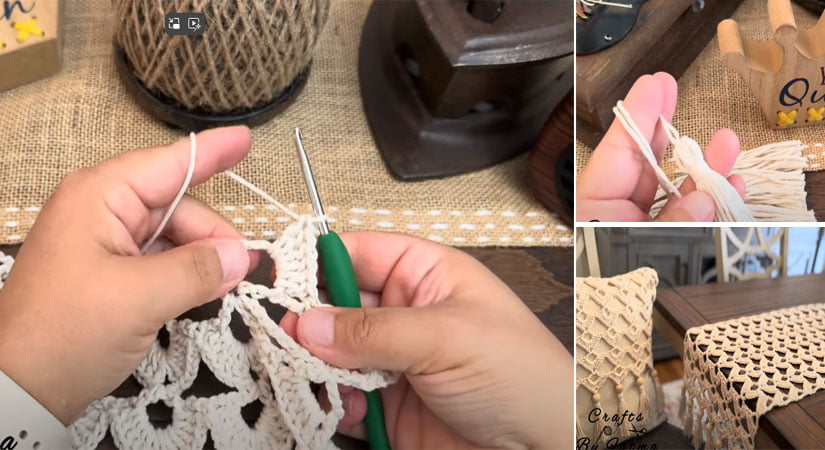 Yeni Tarz Runner Tığ İşi Örgü Modeli Yapılışı – Crochet Table Runner