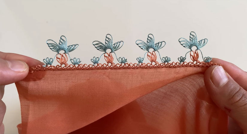 Taba Rengi İğne Oyası Modeli Vidolu Anlatım